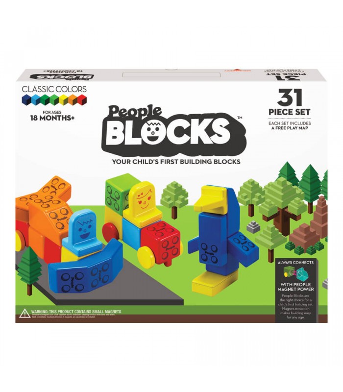 Klasikinis „People Blocks" magnetinių kaladėlių rinkinys, 31 kaladėlė / People Blocks 31pc Set Classic
